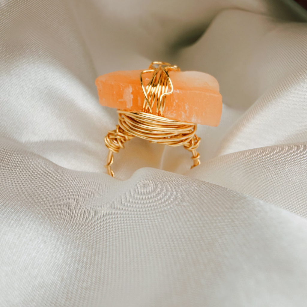 Peach Selenite Ring