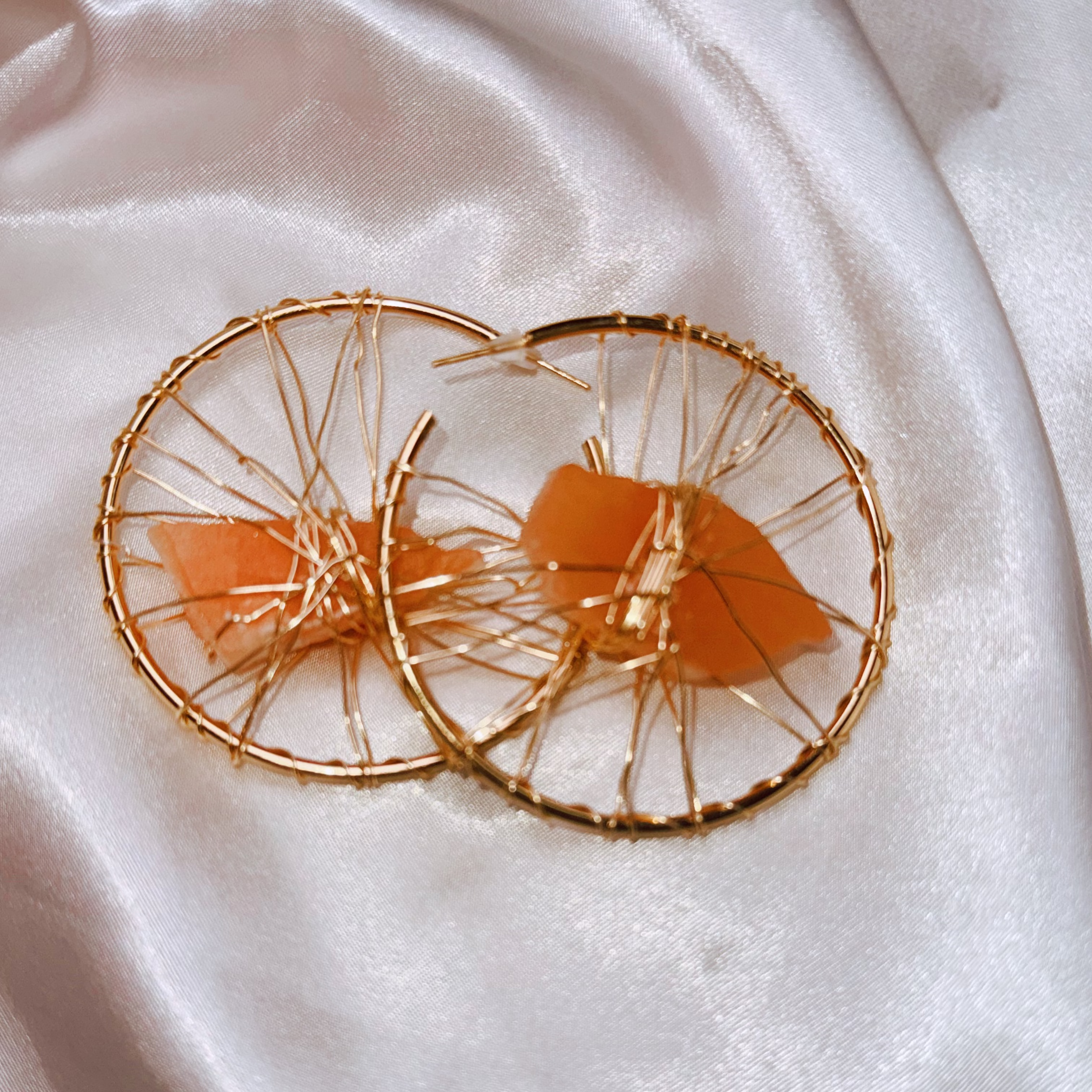 Peach Selenite Earrings