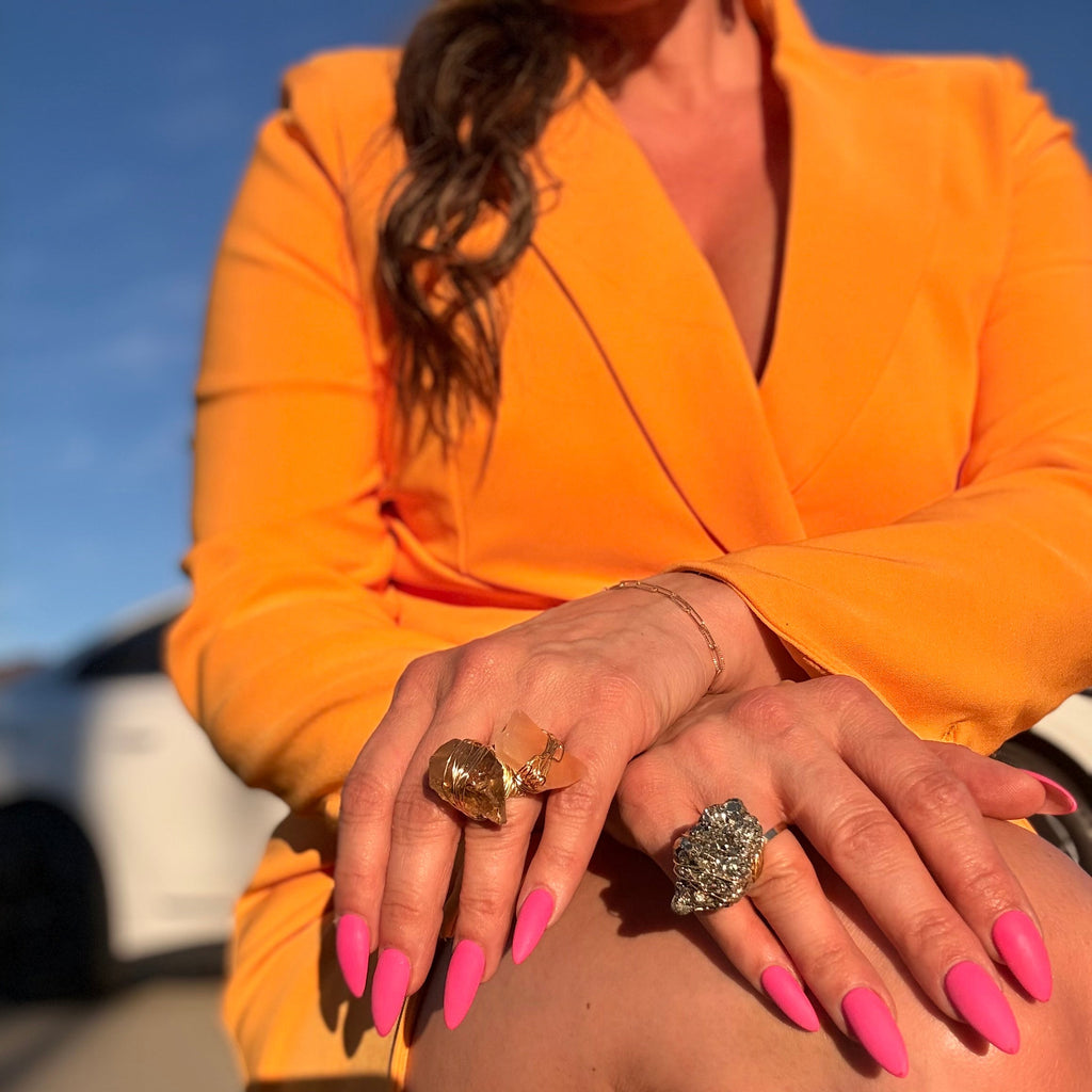 Peach Selenite Ring